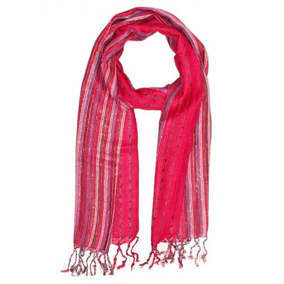 Cotton Lurex Shimmering Stripes Scarf - Picture 2 of 6